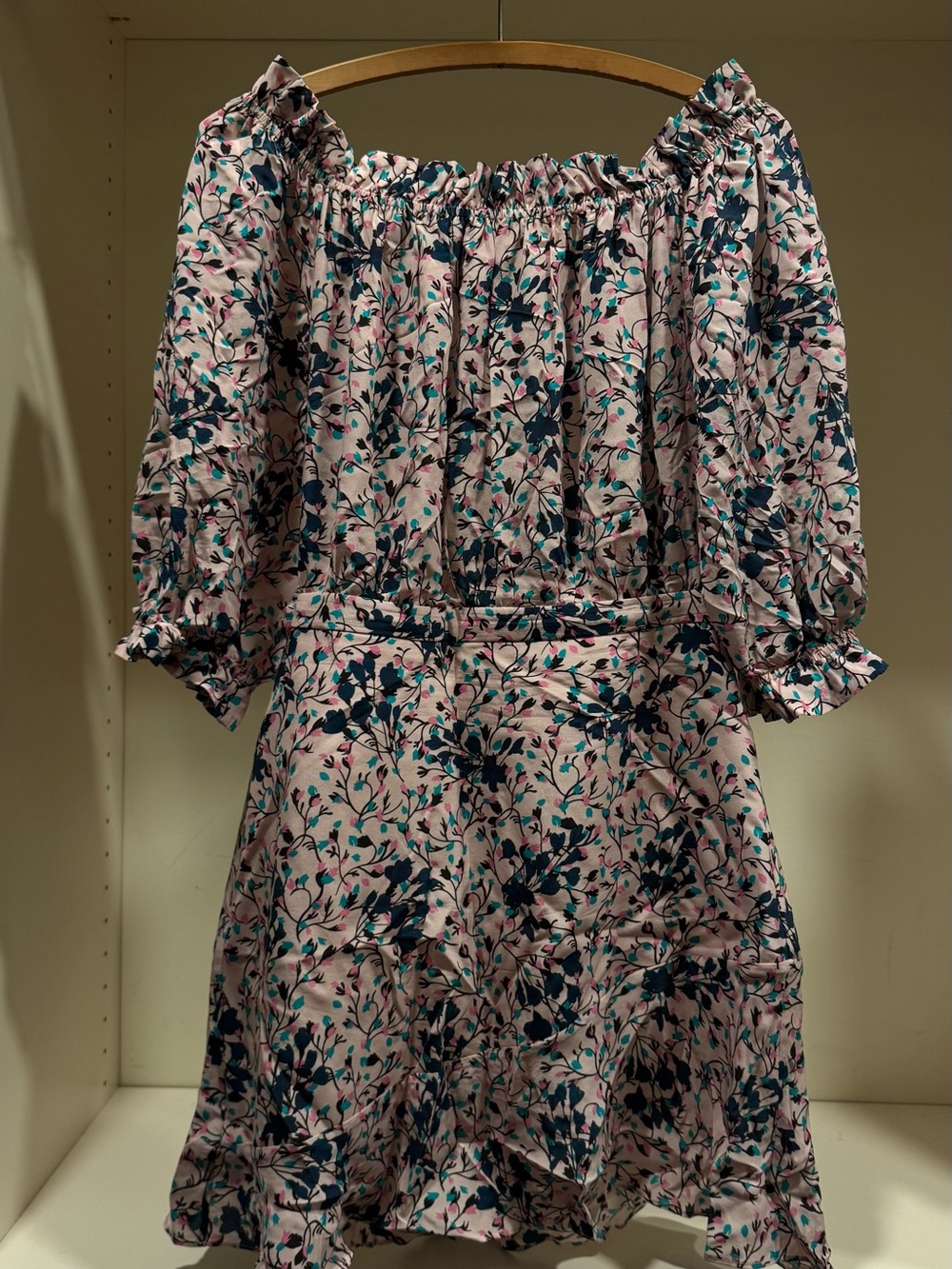 SALONI Pink Floral Puff-Sleeve Midi Dress